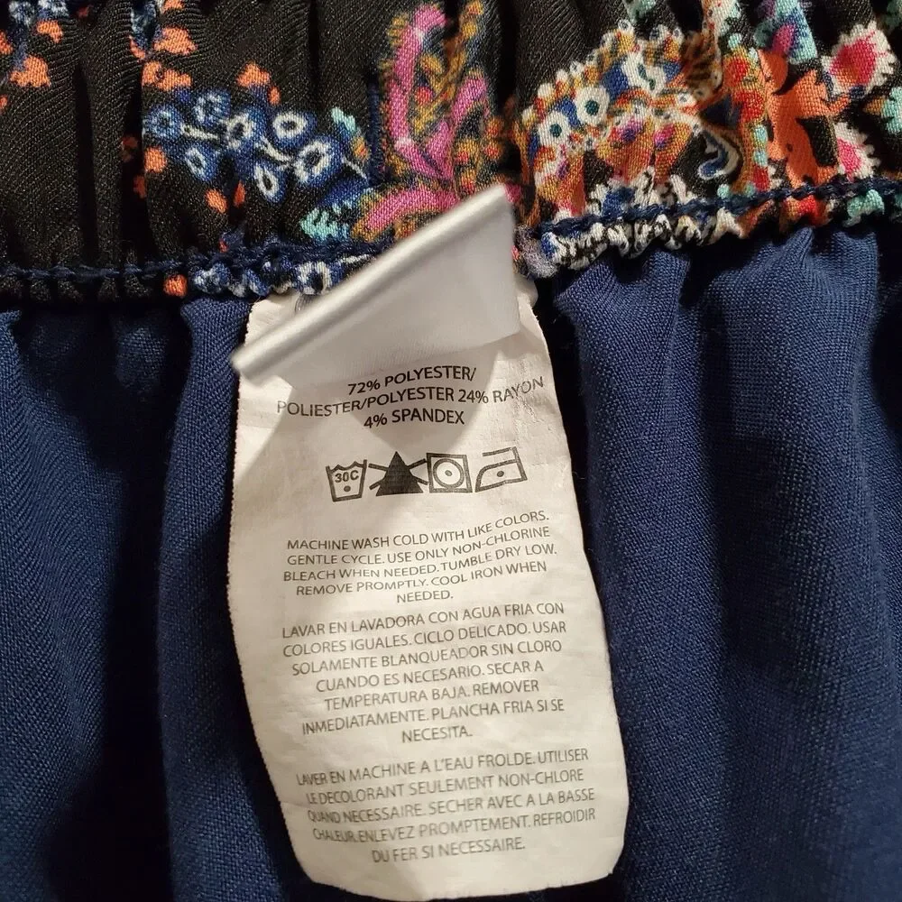 Vera Bradley Navy Blue Size 3XL Scrub Pants Floral Trim Drawstring Medical Women